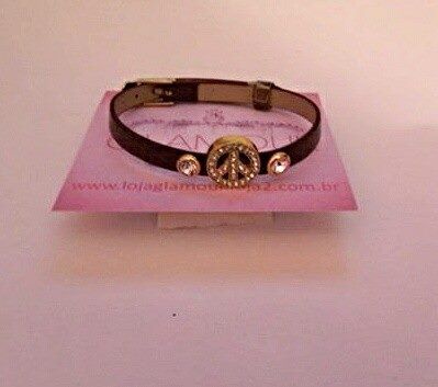Pulseira paz e amor e strass